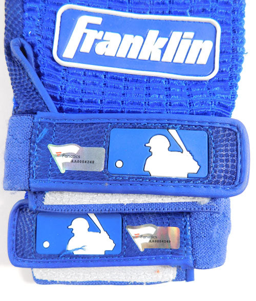2019 Signed Amed Rosario Game-Used Blue Franklin Batting Gloves COA #AA0054248 Pic2