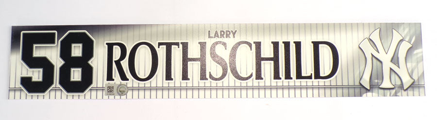 2019 Larry Rothschild #58 Yankees Game-Used Locker Name Plate COA #JD692349