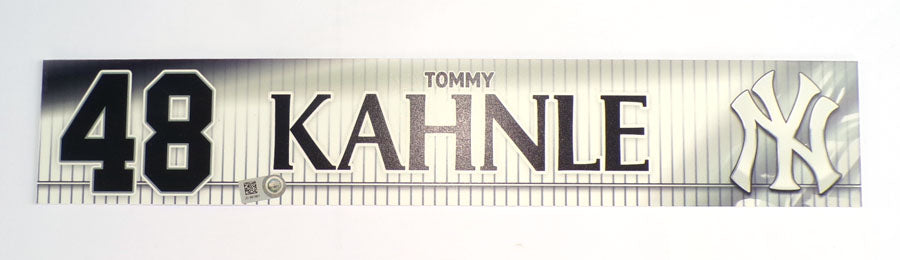 2019 Tommy Kahnle #48 NY Yankees Game-Used Locker Name Plate COA #JD691901