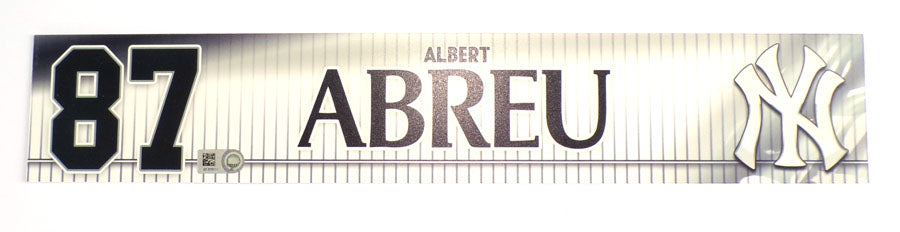 2019 Albert Abreu #87 NY Yankees Game-Used Locker Name Plate COA #JD315111