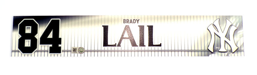2019 Brady Lail #84 NY Yankees Game-Used Locker Name Plate COA #JD691895