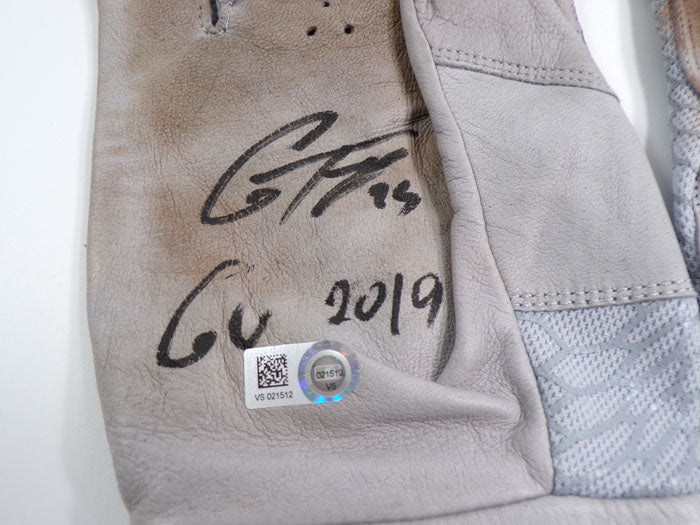 Gleyber Torres Yankees Autographed Game-Used Gray Nike Batting Gloves COA 2019 Pic2