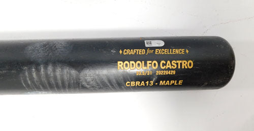 2022 Rodolfo Castro Game-Used CBRA13 Maple 33.5" Bat Diamondbacks @ Pirates COA Pic2