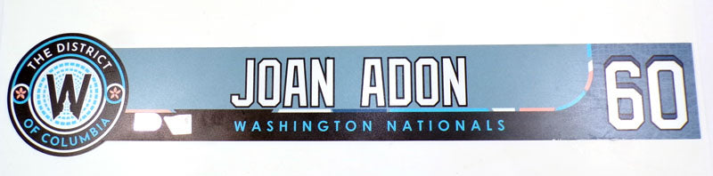 2026 Joan Adon #60 Washington Nationals Team Issued Locker Tag MLB COA PX348386
