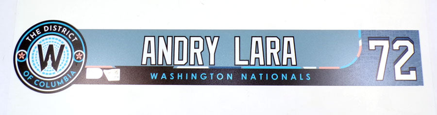 2026 Andry Lara #72 Washington Nationals Team Issued Locker Tag COA PX348378