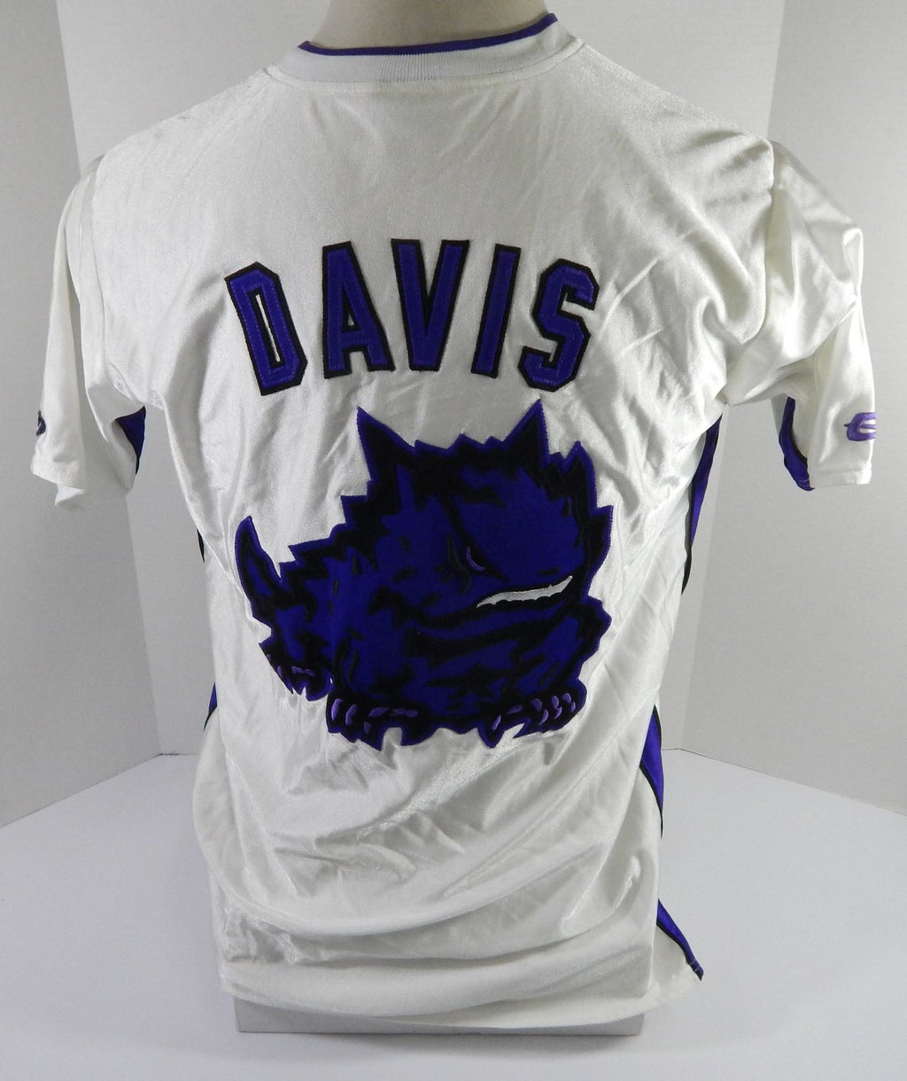 Texas Christian TCU Horned Frogs Davis GameUsed White Shooting Shirt L DP59098 - DP59098