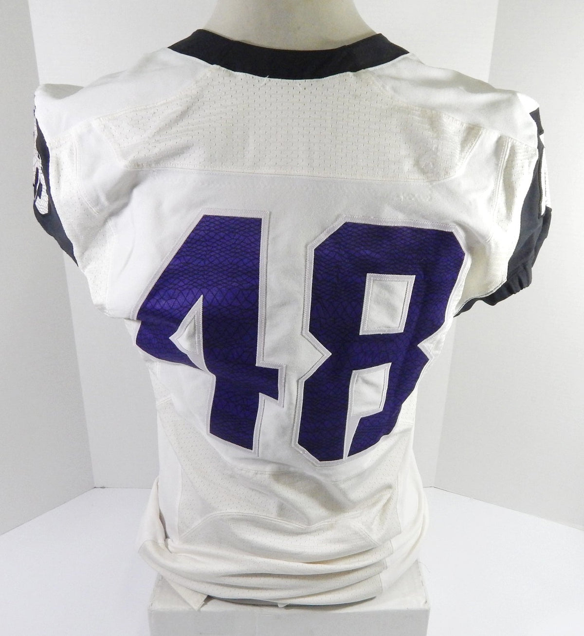 Texas Christian Uni TCU Horned Frogs #48 Game Used White Jersey Poinsettia 44 6 - DP57846