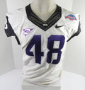 Texas Christian Uni TCU Horned Frogs #48 Game Used White Jersey Poinsettia 44 6 - DP57846