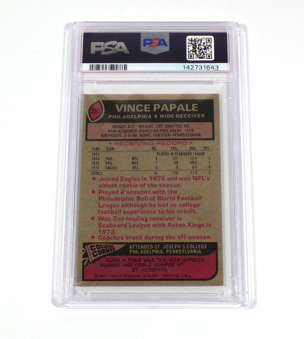 Vincent Papale Signed 1977 Topps Football Card Rookie #397 Eagles PSA/DNA Auto - DA074795
